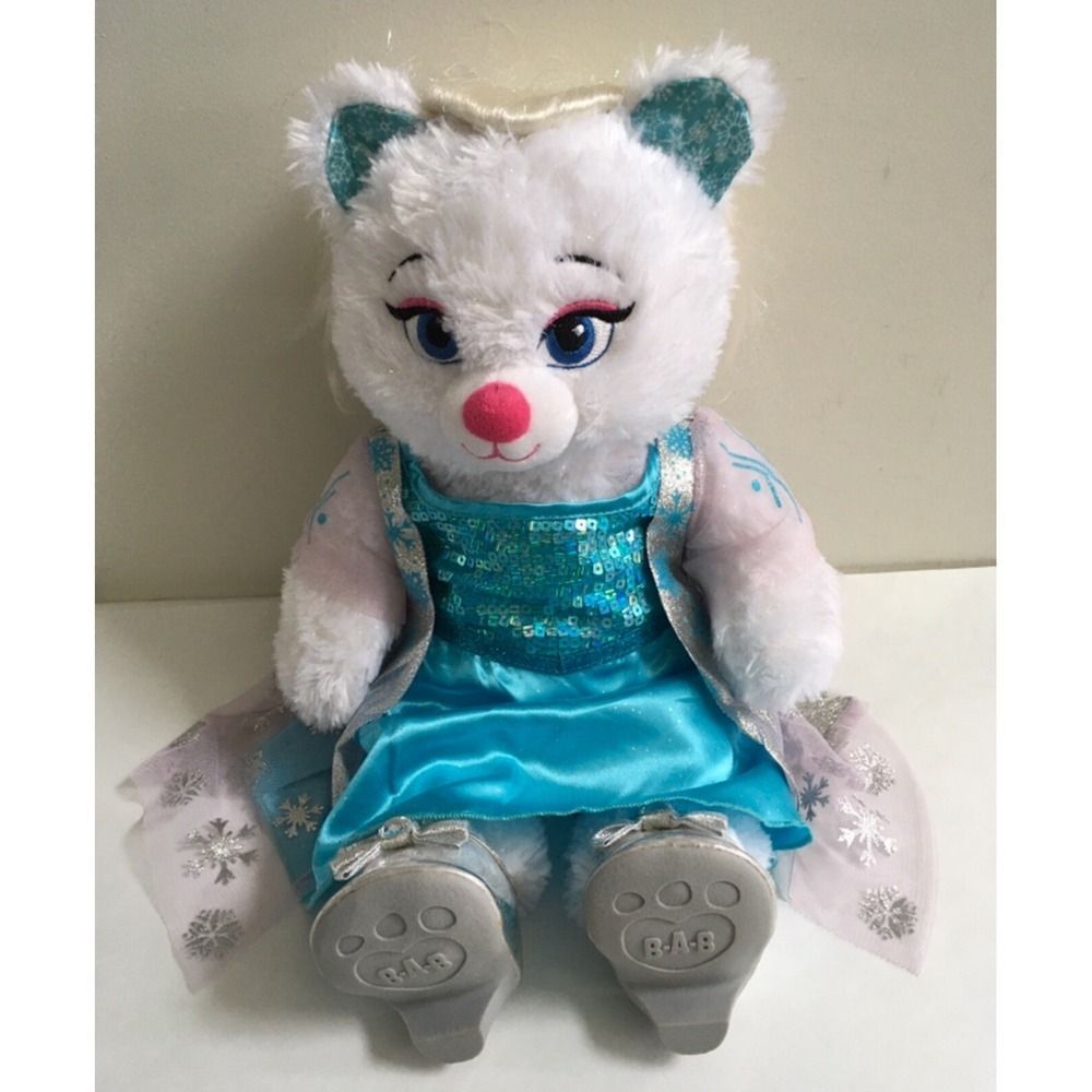 Build A Bear Disney Frozen Elsa Plush White Teddy Bear Stuffed Animal Sparkle